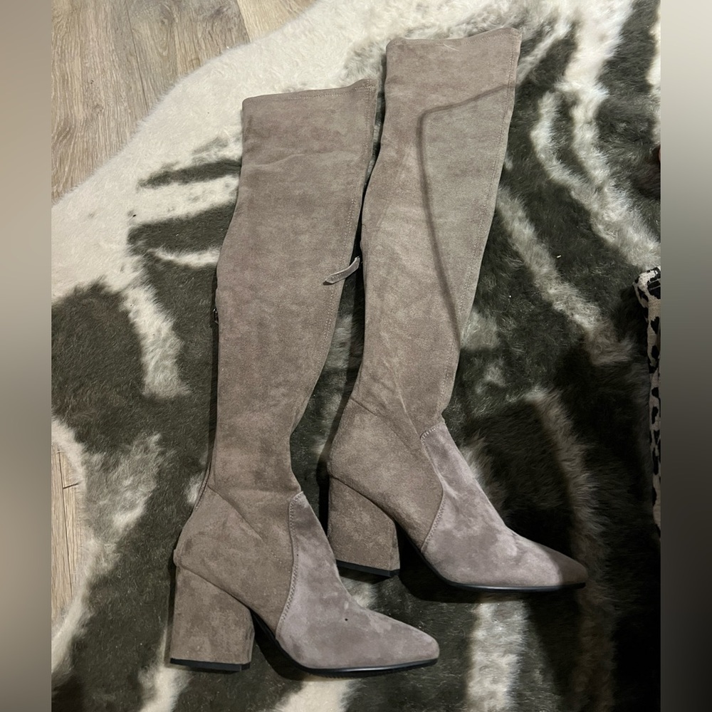 Suede thigh high boot